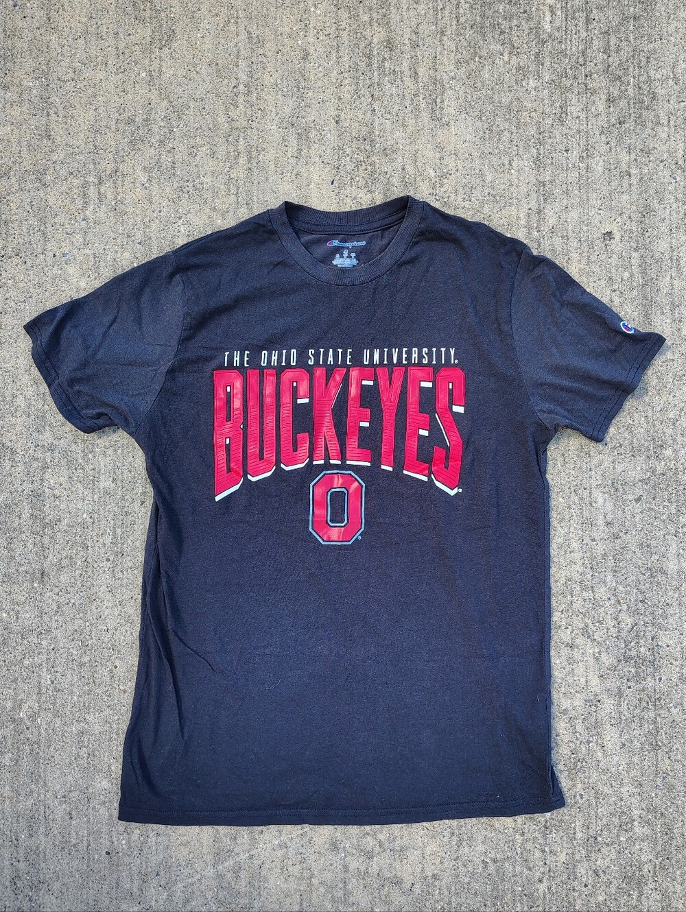 Champion Ohio State Buckeyes T Shirt Mens Medium Black 3D Raised Graphic Logo